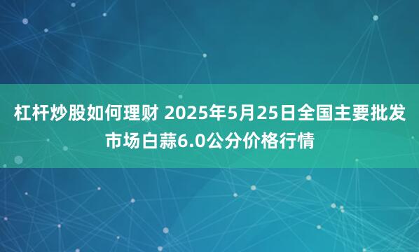 杠杆炒股如何理财 2025年5月25日全国主要批发市场白蒜6.0公分价格行情
