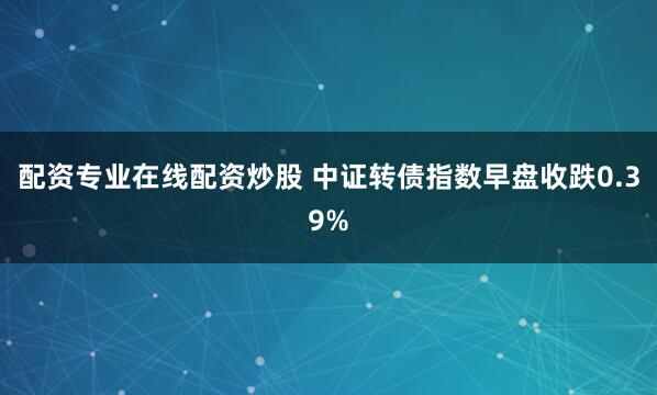 配资专业在线配资炒股 中证转债指数早盘收跌0.39%